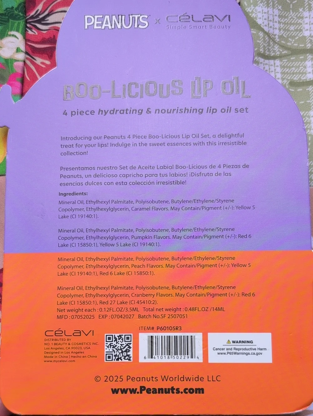 Nwt Peanuts x Celavi boo-licious lip oil set
